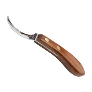 Curved loop hoof knife with wooden handle – Brute International